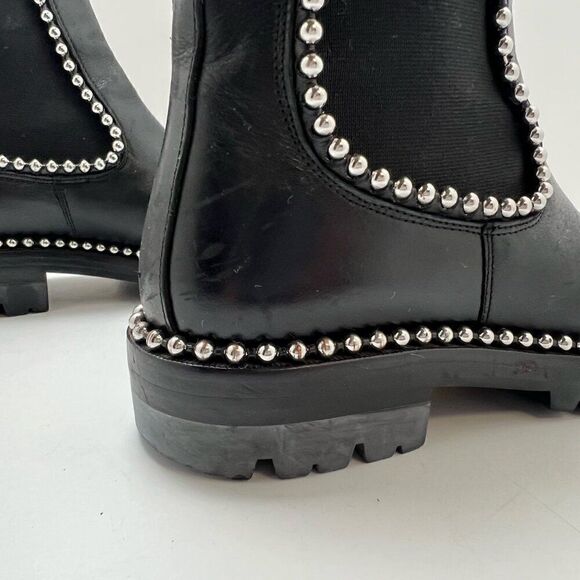 Alexander Wang Black Leather Chelsea Ankle Boots Rivets Accent EUR 37 Spain - Picture 8 of 14
